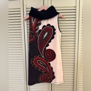 Y2K Aryeh Sleeveless Sweater Dress with Paisley Pattern